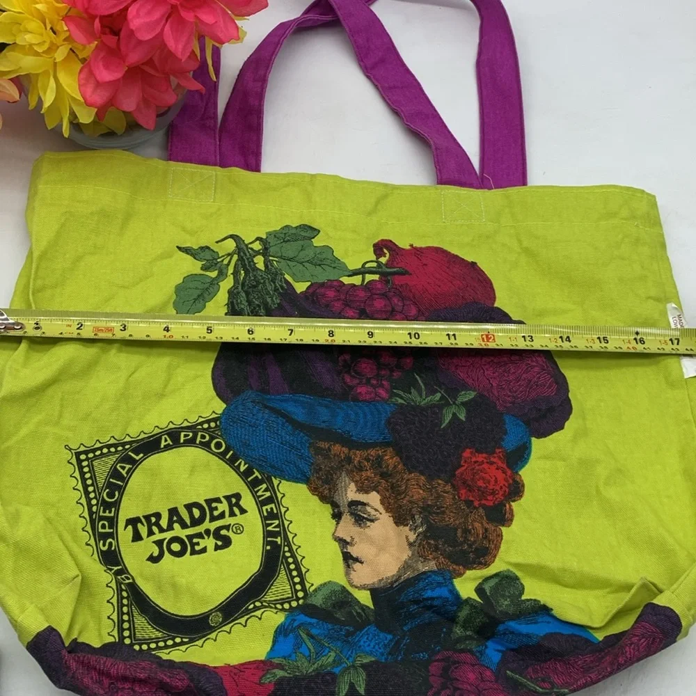 Trader Joe's RARE Lady with fruit Hat Tote Bag TOT9369F - Picture 7 of 11